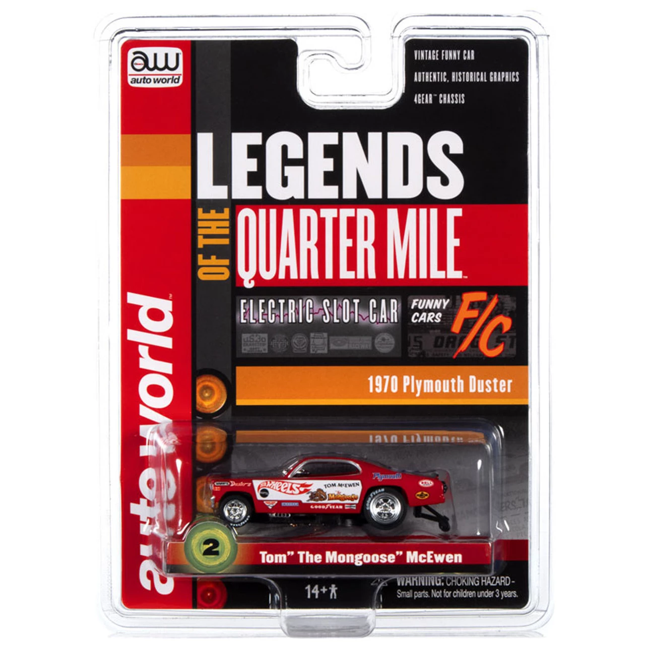 Auto World Tom "The Mongoose" McEwen 1970 Plymouth Duster Funny Car 4Gear HO Scale Slot Car - Image 4