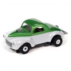 Auto World 1941 Willys Coupe Gasser Green/White Thunderjet HO Slot Car