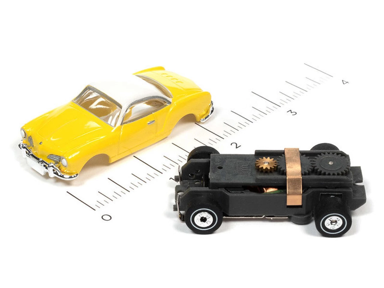 Auto World 1963 Volkswagen Karmann Ghia (Yellow) Thunderjet HO Slot Car - Image 3