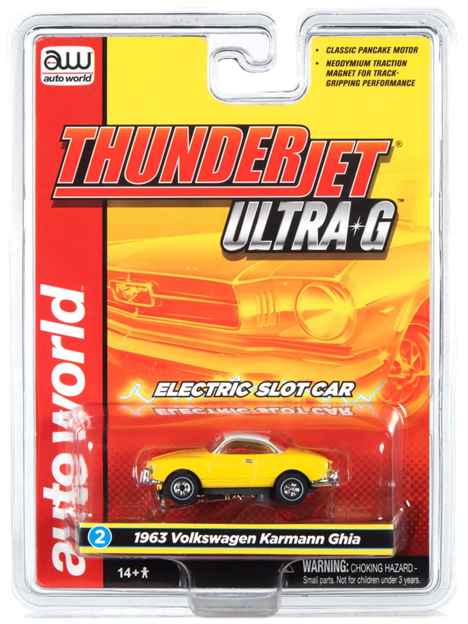 Auto World 1963 Volkswagen Karmann Ghia (Yellow) Thunderjet HO Slot Car - Image 4