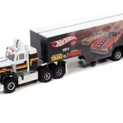 Auto World Racing Rig Peterbilt Model 359 w/Race Trailer (Snake vs. Mongoose) X-Traction Flamethrowers R12 HO Slot Car