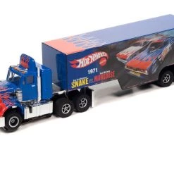 Auto World Racing Rig Peterbilt Model 359 w/Race Trailer (Snake II vs. Mongoose II) X-Traction Flamethrowers R12 HO Slot Car