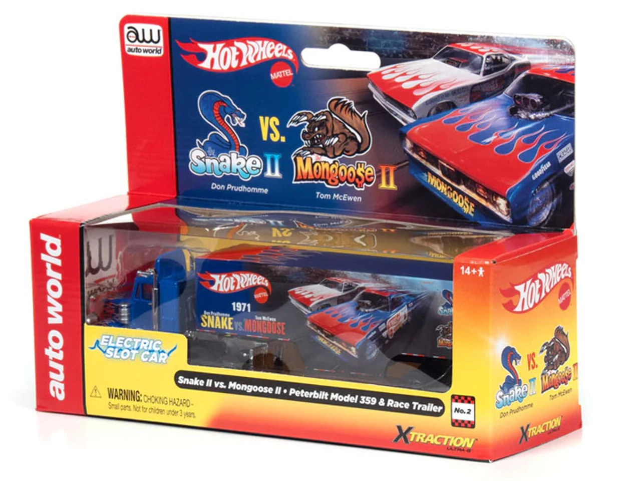 Auto World Racing Rig Peterbilt Model 359 w/Race Trailer (Snake II vs. Mongoose II) X-Traction Flamethrowers R12 HO Slot Car - Image 6