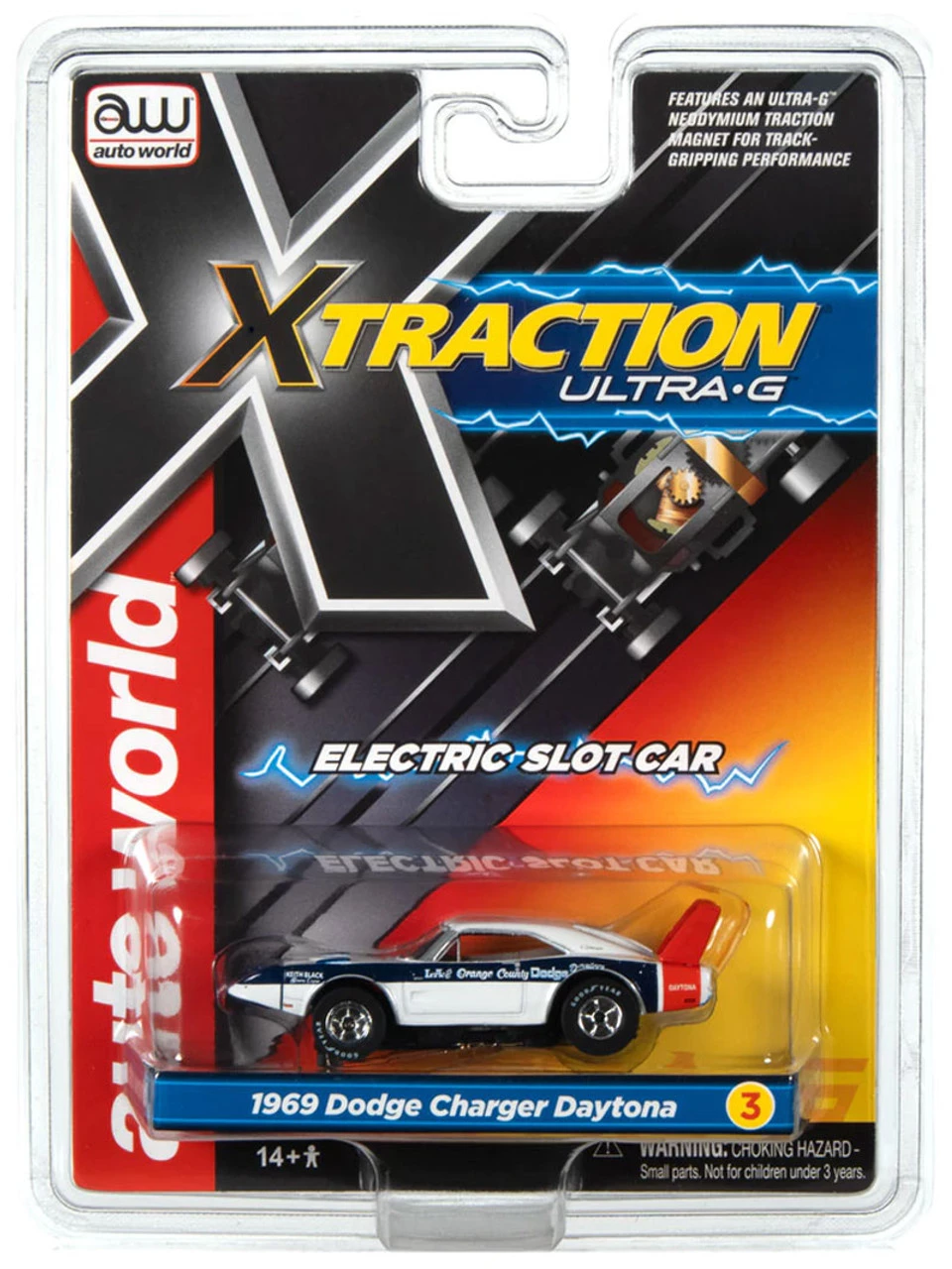 Auto World 1969 Dodge Charger Daytona (White) X-Traction R35 HO Slot Car - Image 4