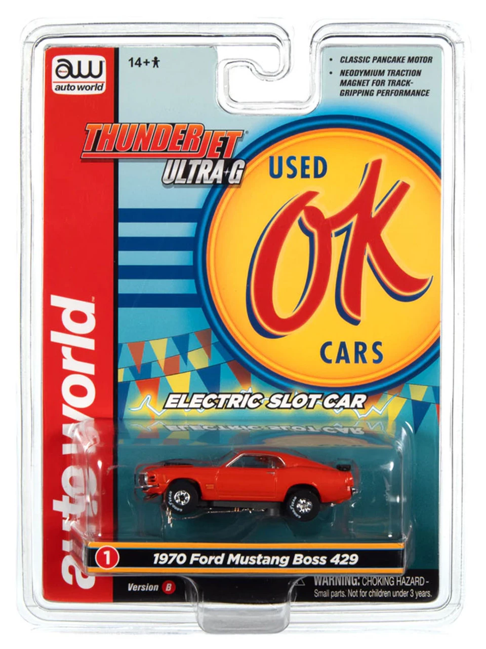 Auto World 1970 Ford Mustang Boss 429 (Orange) Thunderjet HO Slot Car - Image 4