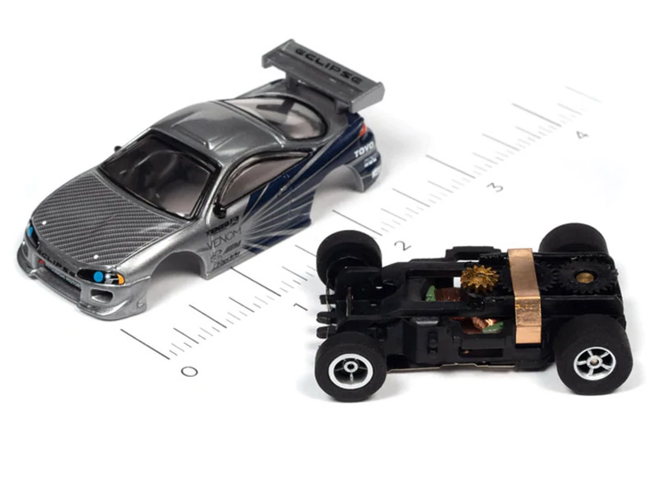 Auto World 1995 Mitsubishi Eclipse (Platinum/Blue) Import Heat X-Traction HO Slot Car - Image 3