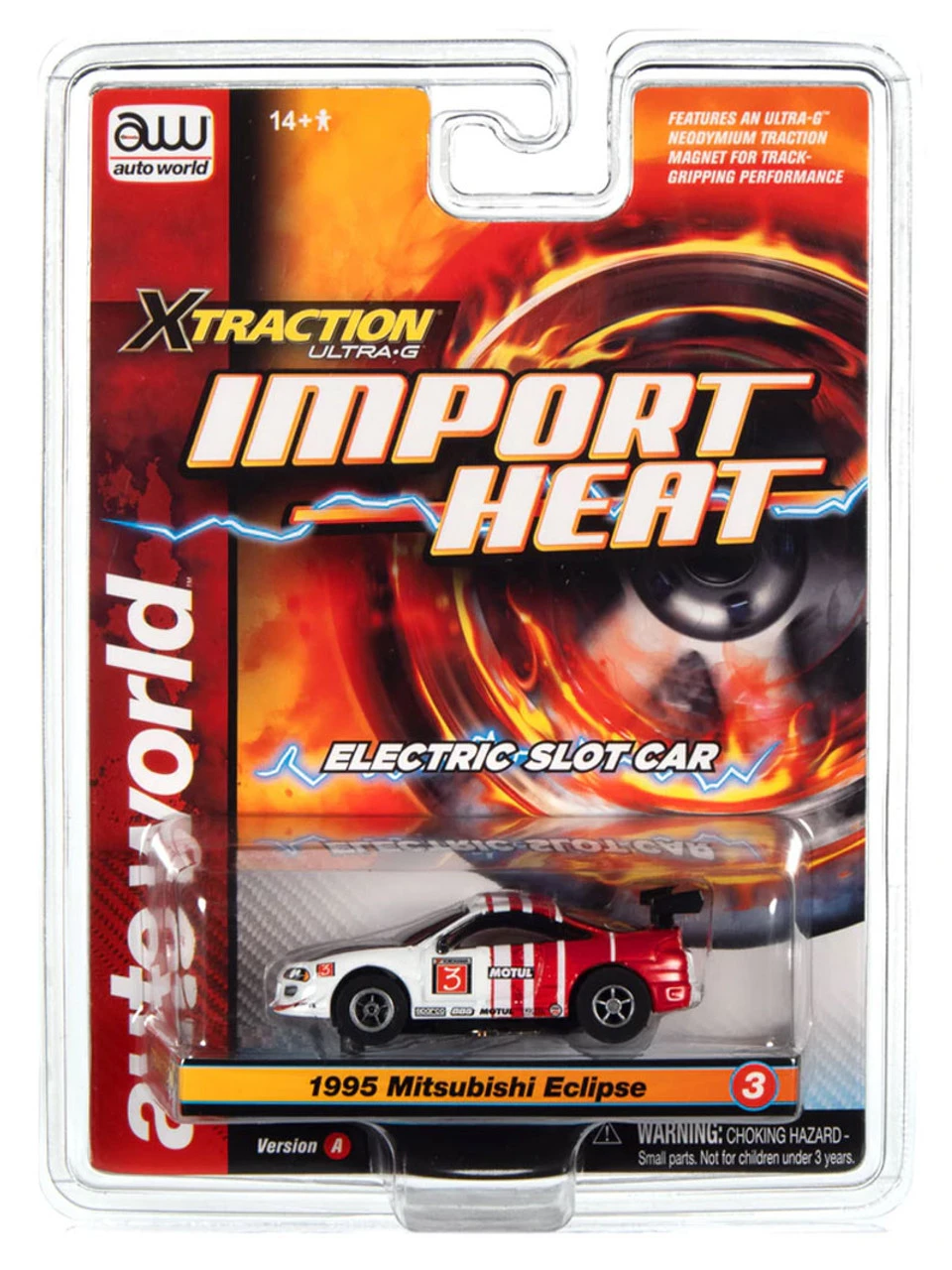 Auto World 1995 Mitsubishi Eclipse (White/Red) Import Heat X-Traction HO Slot Car - Image 4