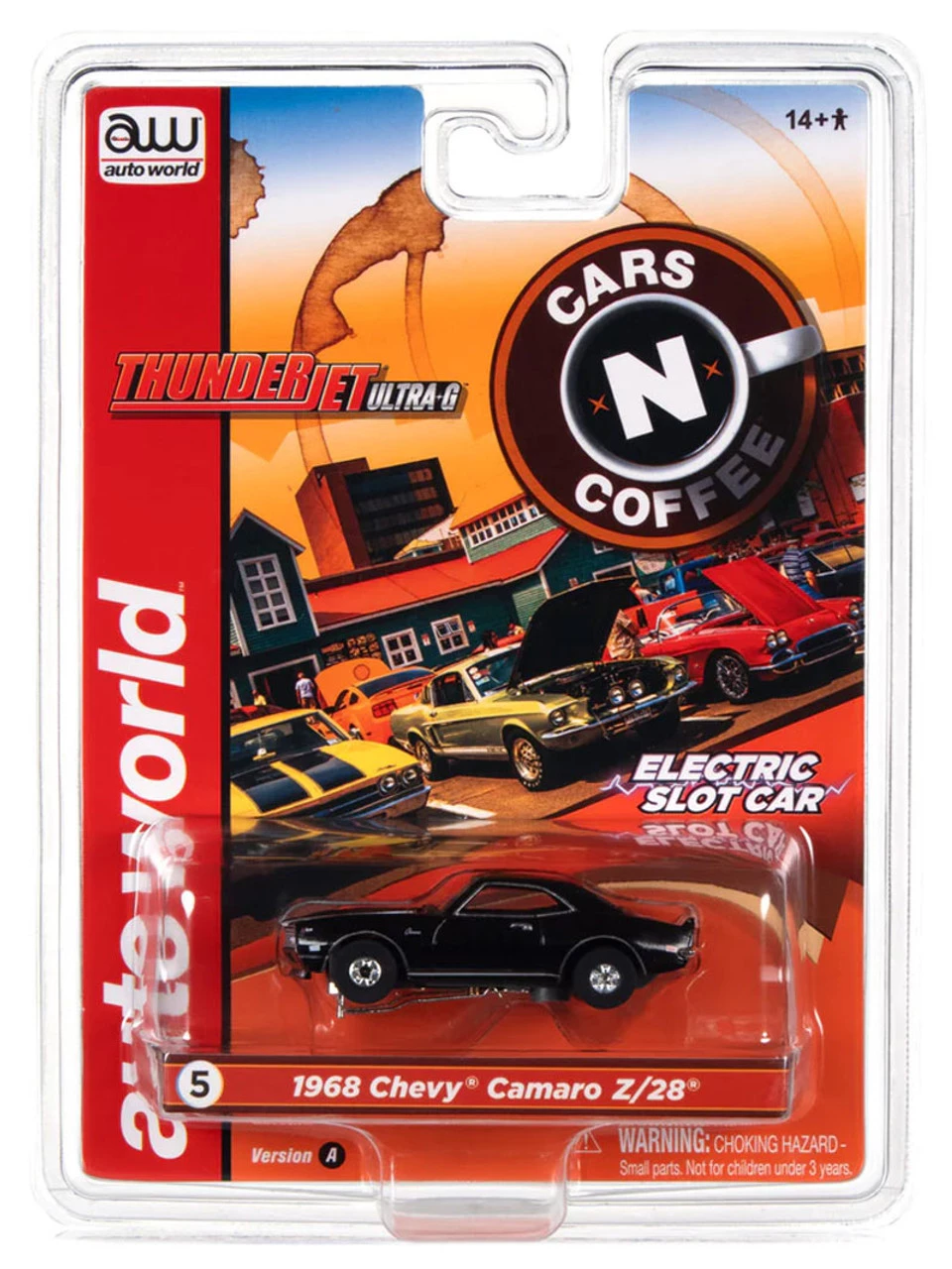 Auto World 1968 Chevrolet Camaro Z/28 (Black) Cars N Coffee Thunderjet HO Slot Car - Image 4