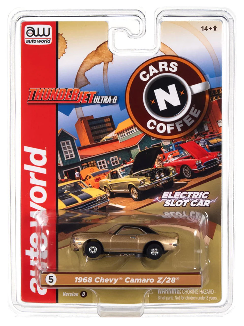 Auto World 1968 Chevrolet Camaro Z/28 (Gold) Cars N Coffee Thunderjet HO Slot Car - Image 4
