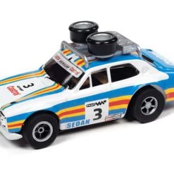 Auto World 1975 Ford Escort Mk1 (Blue, Orange, White) Rally World Stage X-Traction HO Slot Car
