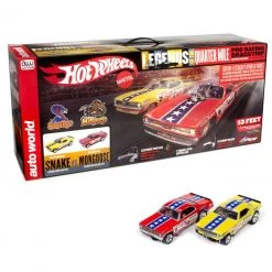 Auto World Hot Wheels Legends of the Quarter Mile Snake Vs Mongoose 13' Dragstrip HO Slot Car Race Set