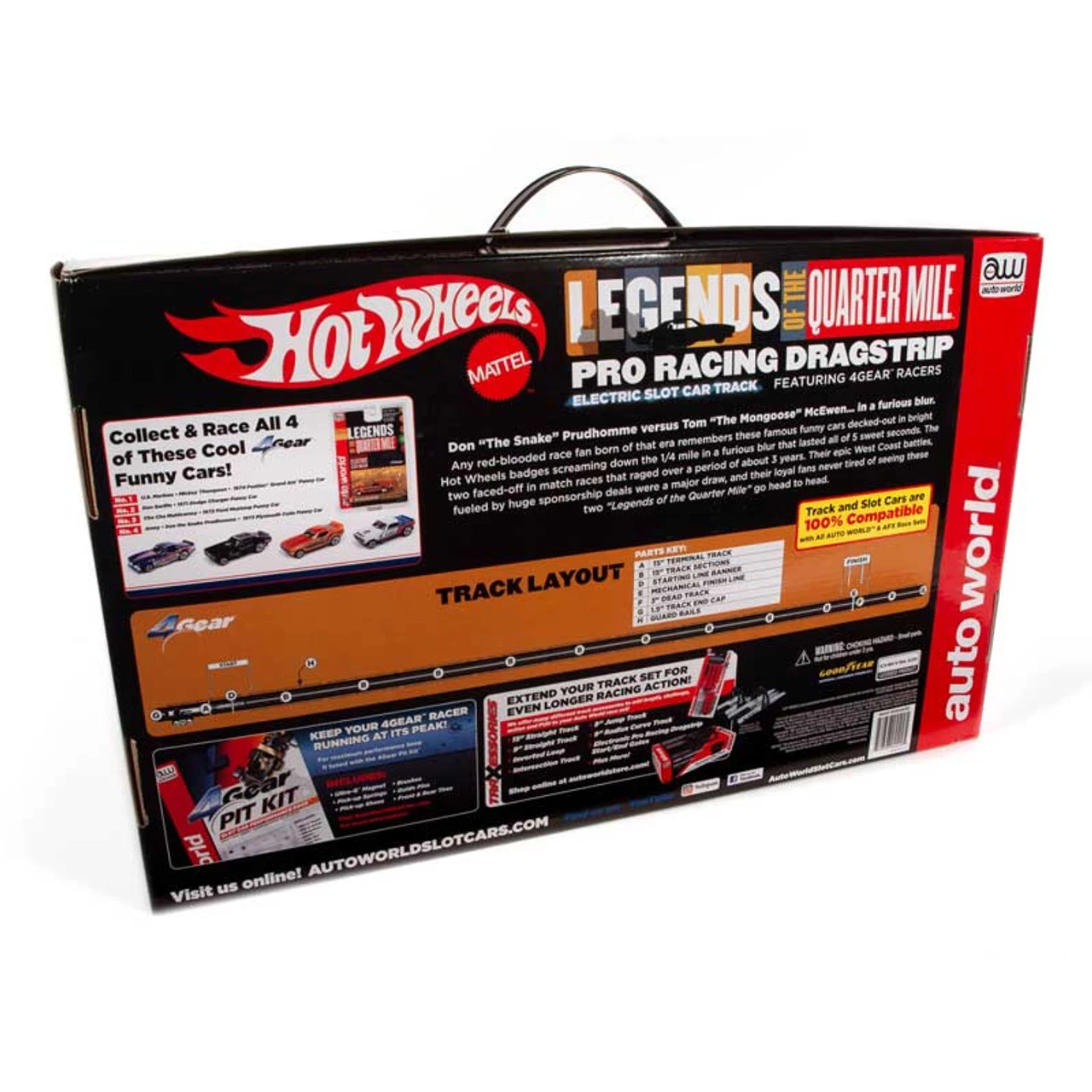 Auto World Hot Wheels Snake II Vs Mongoose II 13' Dragstrip HO Slot Car Set w/Manual Finish Gate - Image 2