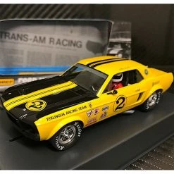 Pioneer 1968 Mustang Notchback T/A, Yellow #2 John Atwell 1/32 Slot Car